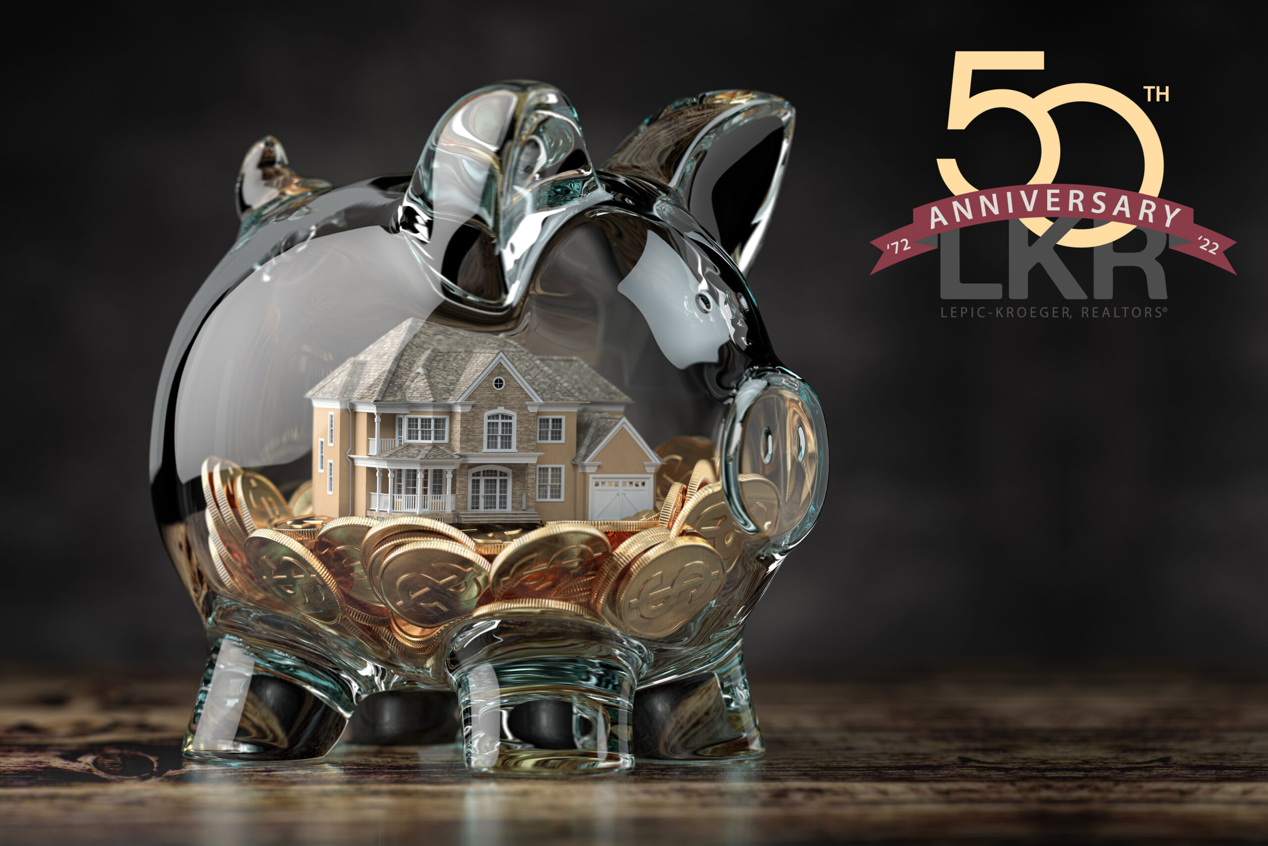 Feature Photo - Glass Piggy Bank with LKR 50th Anniversary Logo