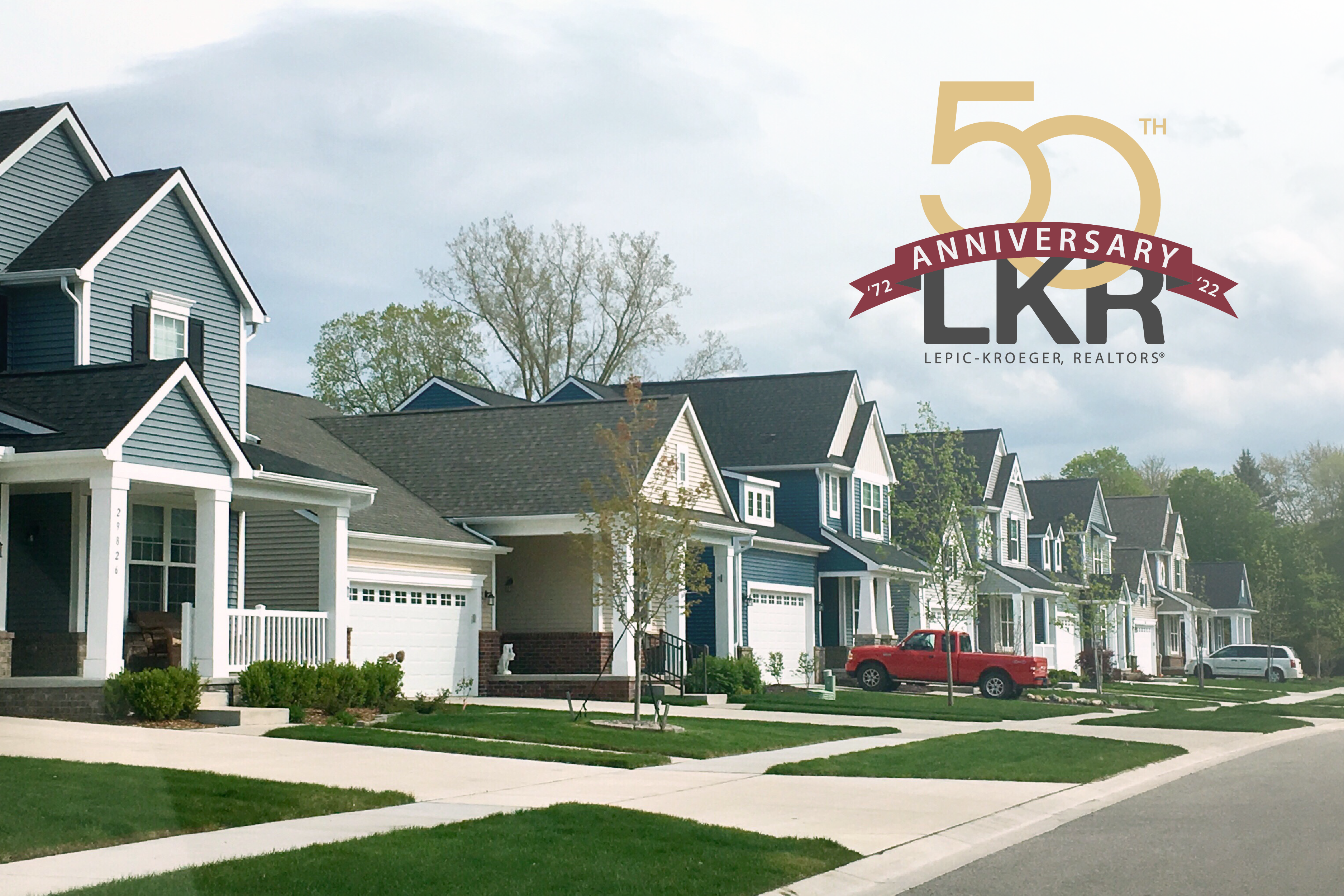 Suburban Neighborhood with LKR 50th Anniversary Logo