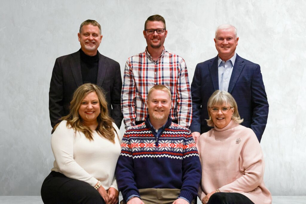 Partners in the firm are (upper from left to right) Jeff Dill, Erik Melloy and Mike Jensen (lower from left to right) Monica Hayes, Rich Hatch and Terri Larson.